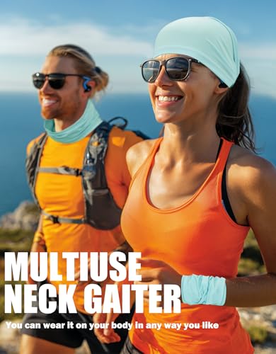 JHYWELL Cooling Neck Gaiter Face Mask, UV Protection Masks Gator, Windproof Bandana for Skiing, Fishing, Hiking, Cycling - color: Light Blue