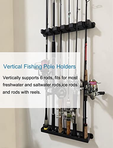 Horizontal Fishing Rod Rack Holders Wall-mounted Fish Pole Holder for Garage & Boat 6-Rod Storage Racks -1 Pair Rod Holder Rod Holder (2 Pair Vertical Black) - color: 2 Pair Vertical Black
