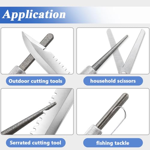 Wolfride 2Pcs Serrated Knife Sharpener, Retractable Diamond Sharpening Rod Multifunctional Knife Sharpening Tool for Outdoor Kitchen Fishing Hunting