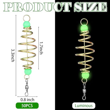Wonderjune 50/30 Pcs Carp Rig Luminous Carp Fishing Equipment Bait Holder Metal Fishing Feeder Basket Multisize Olive Shape Summer for Freshwater Lures Basket Mullet Accessories - size: 3.3"