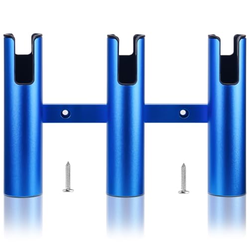 Aluminum Fishing Boat Rod Holder,3/4 Link Tube Aluminum Rod Rack, Suit Boats & Yacht ,Silver - color: Blue 3 tube