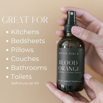 River Birch Blood Orange Linen and Room Spray | Home Fragrance | 4 oz Glass Amber Bottle | Luxury Signature Scent | Handmade in Texas - color: Blood Orange