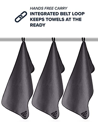 Rogue Endeavor Fishing Towels (Pack of 3) – Microfiber Towels for Fishing with Belt Loop and Carry Bag (Gray)