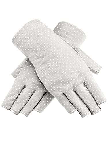 Maxdot Sun Gloves for Women UV Protection Fingerless Non Slip Sunscreen Driving Gloves for Summer Outdoor - style: Gray