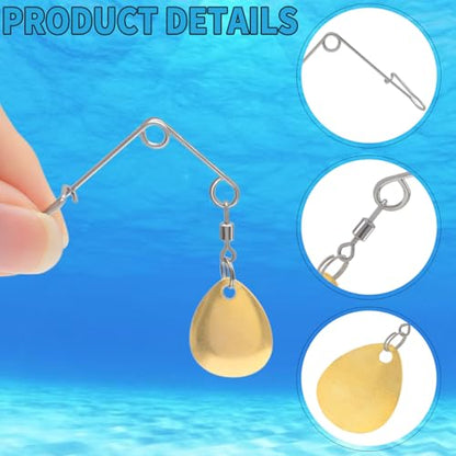 Fishing Spinnerbait Smooth Spoons Kit Fishing Spinner Blades Smooth Spoons Rigs with Willow and Teardrop Making Fishing Lures Replacement Accessories - color: 30Pcs Gold, silver and green