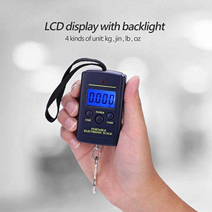 Digital Fishing Scale, Portable Fishing Scale, LCD Display, 40kg Capacity, Durable Plastic Design, for Outdoor Fishing, Camping, Freshwater & Saltwater Fishing
