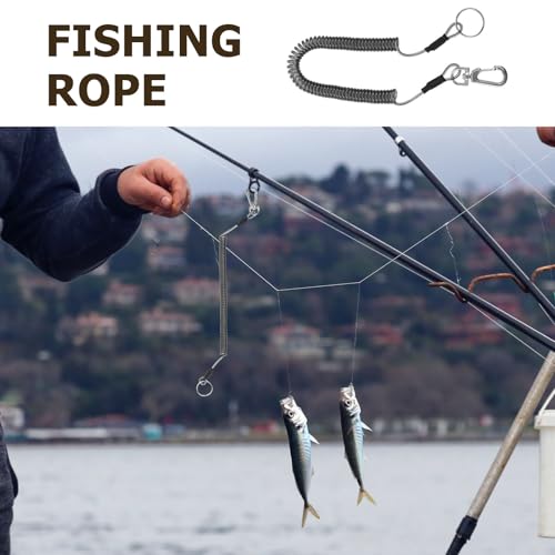 Luxshiny Retractable Coiled Lanyard Multifunctional Outdoor Use 3pcs with Keychain Sturdy TPU Coated Steel Wire with Metal Buckle for Fishing Gear and Hand Tools for Cycling and Climbing