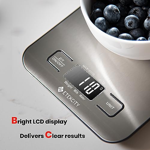 Etekcity Food Kitchen Scale, Digital Grams and Ounces for Weight Loss, Baking, Cooking, Keto and Meal Prep, LCD Display, Medium, 304 Stainless Steel - color: Stainless Steel