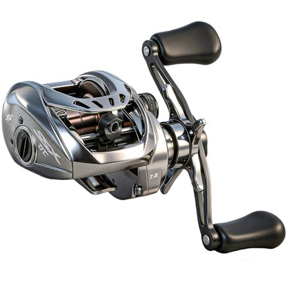 Sougayilang Baitcasting Reel with Digital Anti-Backlash Control - Smart Computer Braking System, 7.2:1 Gear Ratio, 18.5LB Max Drag-Easy Casting Baitcaster for Beginners & Bass Anglers - color: silver, size: Right Hand