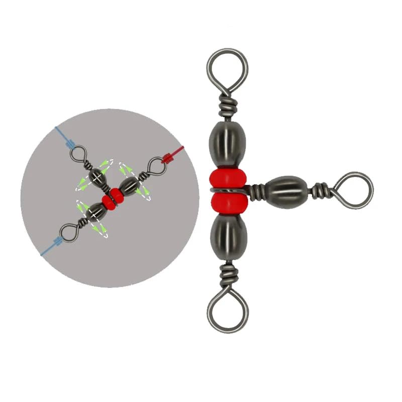 50 Pack Fishing Three Way Swivels Cross Line Barrel 3 Way Swivel Crossline Connector Tackle Trolling T-Turn Connection for Fishing Tackle Catfish Rig Surf Saltwater Freshwater Spider Rigging
