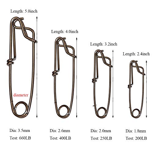 5pcs Longline Fishing Snap Clips Stainless Steel Floatline Tuna Clips 4 Sizes - size: 3.5mmx5.0inch-5pcs