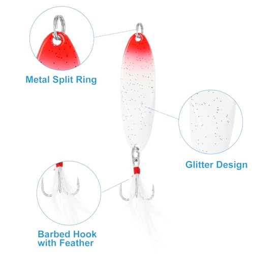 PATIKIL Fishing Spoons, Fishing Lures Casting Spoon Treble Hook Jigs Spinner Baits for Freshwater Saltwater - style: 3/5oz