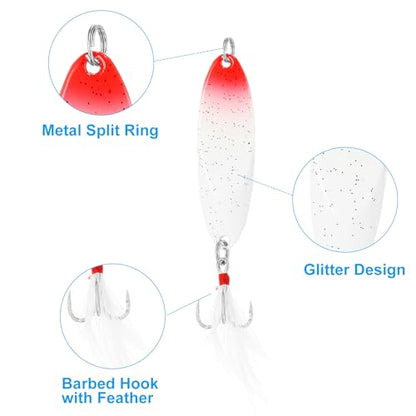 PATIKIL Fishing Spoons, Fishing Lures Casting Spoon Treble Hook Jigs Spinner Baits for Freshwater Saltwater - style: 3/5oz