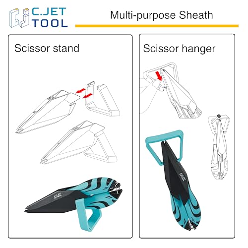 C.JET TOOL Precision Braided Fiber Optic Scissors, Wire Kevlar Cutter, Fiber Optic Tools for Optic Cable, Kevlar Fabric, Braided Fishing Line, Gardening, Carton Opening, Ergonomic Handle Design