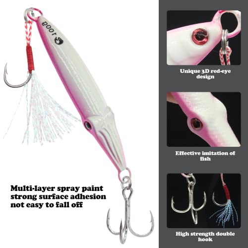 Fishing Jigs Vertical Saltwater Jigs Vertical Jigging Spoon Fishing Tuna Lures Boat Fishing Artificial Lures for Tuna, Grouper, Dogtooth, Snapper, Bass, Salmon/60g, 80g,120g - color: 3pcs-white