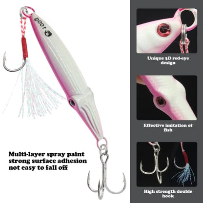 Fishing Jigs Vertical Saltwater Jigs Vertical Jigging Spoon Fishing Tuna Lures Boat Fishing Artificial Lures for Tuna, Grouper, Dogtooth, Snapper, Bass, Salmon/60g, 80g,120g - color: 3pcs-white