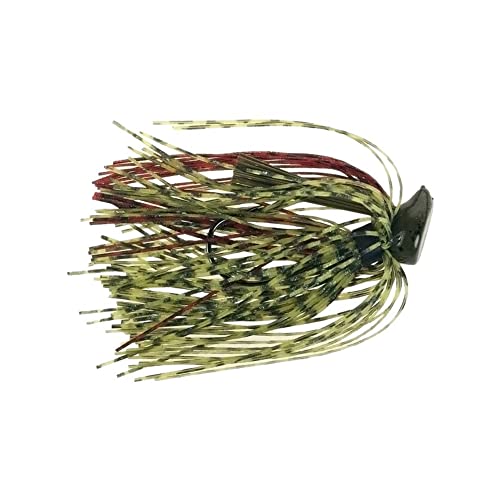 Buckeye Lures 3/8 Oz Flat Top Finesse Jig with Premium Skirting & Rubber Skirt Collar | Durable Versatile Fishing Bait - color: Watermelon Red