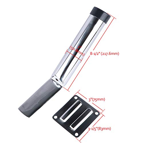 Deck Mount Fishing Rod Holder, Marine Grade Stainless Steel Adjustable Fishing Rod Holders, Support for Marine Boat Yacht - color: Silver 2 x 7740S