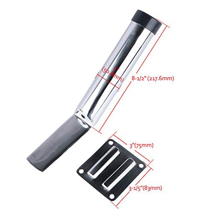 Deck Mount Fishing Rod Holder, Marine Grade Stainless Steel Adjustable Fishing Rod Holders, Support for Marine Boat Yacht - color: Silver 2 x 7740S