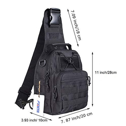 FAMI Outdoor Tactical Bag Backpack, Military Sport Bag Pack Sling Shoulder Backpack Tactical Satchel for Every Day Carry (Black) - color: Black