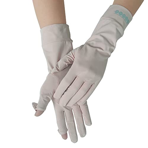 Women's UPF 50+ Sun UV Protection Driving Gloves (for S-M Hands) - color: Beige