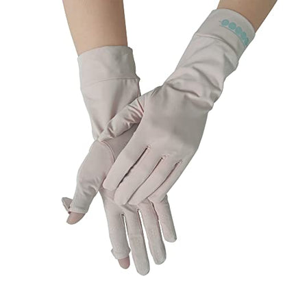 Women's UPF 50+ Sun UV Protection Driving Gloves (for S-M Hands) - color: Beige