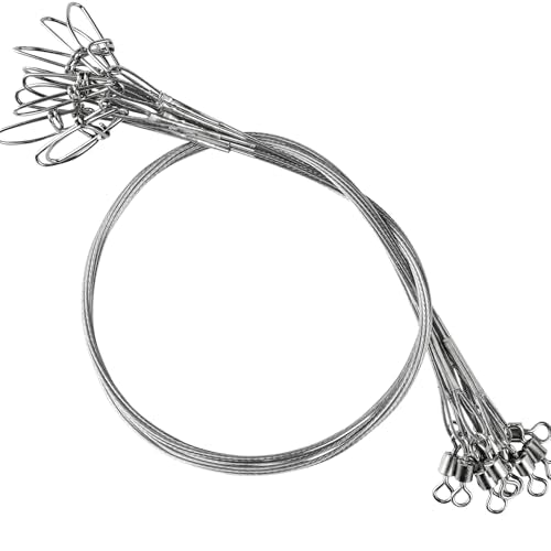 QISHUO Steel Swivel Fishing Leaders Freshwater Wire Stainless Fishing Leader Saltwater Fishing Rigs Wire Leaders Lures White Nickel - color: Silver, size: Size #3 (9.8in-40lb) 30pcs