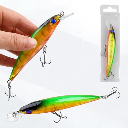 Fishing Lures Kit,10pcs Hard Minnow Baits Crankbaits Deep Diving Jerkbait Swimbait Set with Treble Hooks for Bass Walleye Trout Pike Saltwater Freshwater Surf Fishing Lures