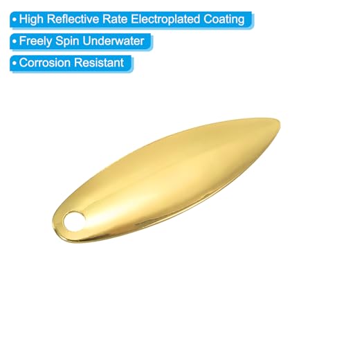 PATIKIL Fishing Lure Blades Willowleaf Lure Making for DIY Bait - color: Golden, size: 1"x0.3"