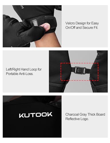 KUTOOK Winter Fishing Gloves for Men& Women Waterproof Glove Cold Weather Hunting Photography Shooting Hiking - color: Black, size: Medium