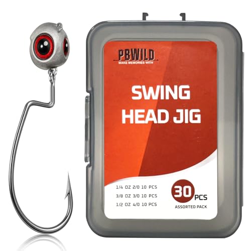 Weedless Jig Head, Swimbait Jig Heads, Texas Rig Compatible | For Bass, Walleye, 10 and 30 Pieces, Assorted Weights (BFS and Heavier Weights), Tackle Gift - style: Heavy Assorted 30 Pack (1/4oz, 3/8oz, 1/2oz)
