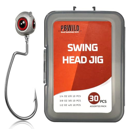 Weedless Jig Head, Swimbait Jig Heads, Texas Rig Compatible | For Bass, Walleye, 10 and 30 Pieces, Assorted Weights (BFS and Heavier Weights), Tackle Gift - style: Heavy Assorted 30 Pack (1/4oz, 3/8oz, 1/2oz)