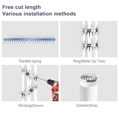 Bird Spikes 13 FT Anti Climb Spikes Stainless Steel Bird Squirrel Deterrent | Acts as squirrel baffles for bird feeders, stops squirrels stealing bird food - size: 158 inch