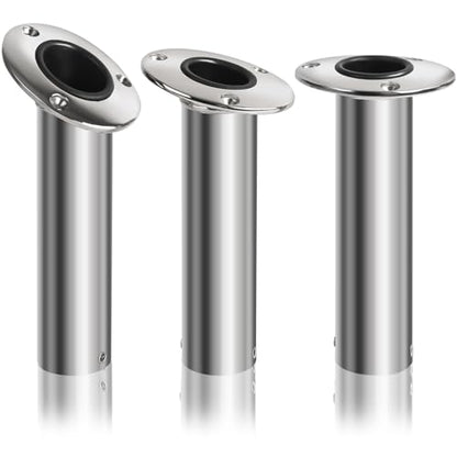 2 Pack Fishing Rod Holders, Heavy Duty Stainless Steel Flush Mount Rod Holders with Liner, Available in 15° 30° 90° for Boats & Yachts