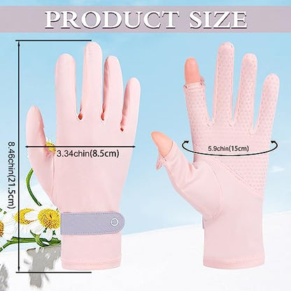 ONESING 2 Pairs Sun Protection Gloves UV Non Slip Full Finger Sun Gloves for Women Riding Golf Hiking Driving Fishing