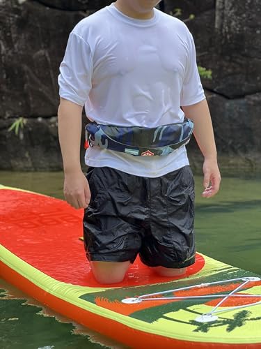 Automatic Inflatable Belt Pack Water Sports Jacket Waist Belt PFD for SUP Paddleboarding Fishing Boating Kayaking（fit 80-330 lbs） (Dark blue camouflage) - color: Dark blue camouflage
