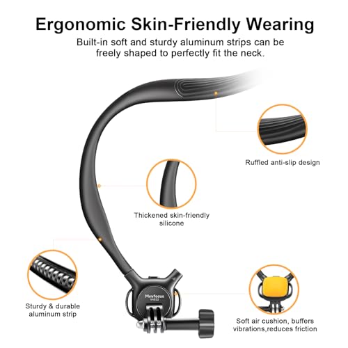 MINIFOCUS Neck Mount Adjustable Vlogging Neck Chest Strap with 1/4" Adapter, Hands Free Camera Lanyar Necklace Holder Compatible with GoPro Hero/Insta 360/Ace/Osmo 360/Nano/Action - color: V4022