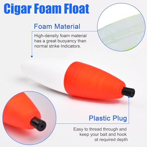 SILANON Peg Floats Fishing Bobbers,Foam Cigar Fishing Floats Bobbers Catfish Floats Slip Fishing Cork Bobbers with Pipe Plug for Catfish Santee Rig Freshwater Saltwater Fishing - size: 2.5 inch, style: Red-White-30pcs