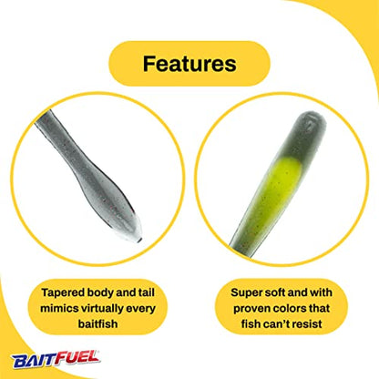 NetBait Crush Worm BaitFuel Infused Soft Worm | Finesse Drop Shot & Shaky Head Bait | 6 Inch, Whaat