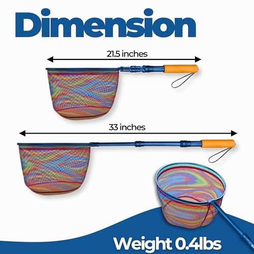 DaddyGoFish Kids Fishing Net - Extendable Telescopic Landing Net for Boy Girl Children Catching Small Fish Crab Shrimp Minnow Dragonfly Beach Pier Lake River Ocean - color: Style 1 (2 Pack, Blue + Blue)