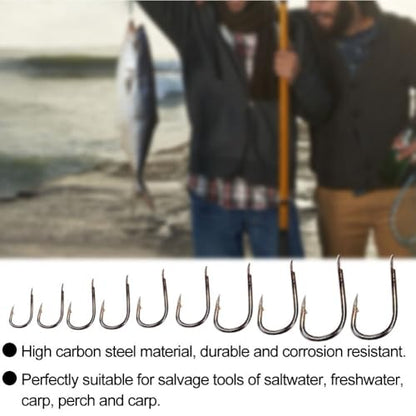 500Pcs Fishing Hooks Set – High Carbon Steel Sharpened Barbed Circle Hooks in Assorted Sizes 3 to 12 for Freshwater and Saltwater Fishing - size: 3#-Flat Head