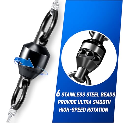 Alwonder 30-Pack Fishing Swivels Ball Bearing Swivels Fishing Tackle, High Strength Stainless Steel Solid Welded Rings Barrel Swivel Hook Line Connector with Black Nickel Coating Saltwater Freshwater - size: #4-200LB