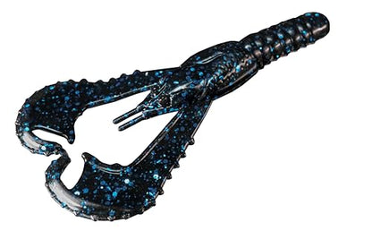 Lunker City Fishing Karate Craw 3" or 4" Soft Plastic Crawfish Bass Lure Open Claws Bait, 7 Per Bag, Made in The USA - color: #23 Black/ Blue, size: 4"
