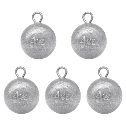5 Pcs Fishing Round Sinker Cannonball Lead Weights Assortment Egg Drop Bass Weights Saltwater Freshwater Casting 1-5oz - size: 4oz - 5pcs