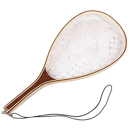Hipicute Fly Fishing Net, Trout Net, Wooden Frame Fly Fishing Landing Net with Soft Rubber Mesh for Catch and Release, Lightweight Fish Net for Trout Bass, Fly Fishing Gear for Stream Fishing - color: White-01, style: Rectangle Holes