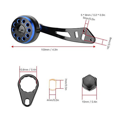 Tbest Knob Power Handle Grip,Fishing Reel Handle CNC Knob with Fittings Replacement Parts Accessory - color: Black+Blue