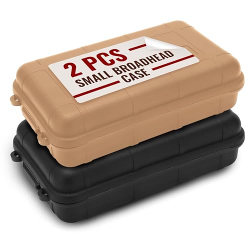 2 Pcs Small Waterproof Box Set, 4.92x2.95x1.53", (Black & Khaki) | Geocache Containers; Durable Plastic Shell, Foam Insert, Tether Loops; for Hiking, Travel, Camping, and Fishing Gear