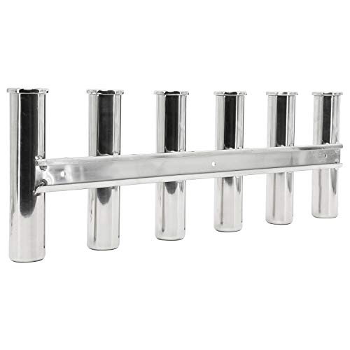 Amarine Made 6 Tube Stainless Steel Fishing Rod Rack Mirror Finish 316 Stainless Steel 6 Rod Rack