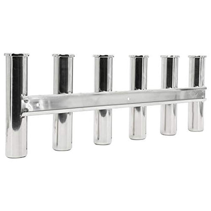 Amarine Made 6 Tube Stainless Steel Fishing Rod Rack Mirror Finish 316 Stainless Steel 6 Rod Rack