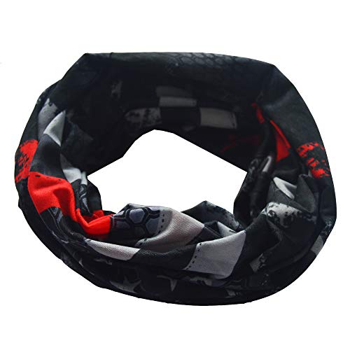 Obacle Bandana Face Mask Neck Gaiter Tube Mask Men Women for Sun Dust Protection - color: Us Flag Black Red Line